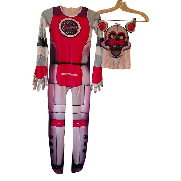 Five Nights At Freddy's Mangle Costume Kids Size 8 Jumpsuit & Hooded Mask - Picture 1 of 7